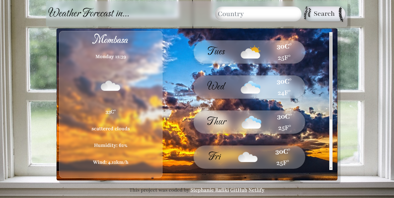 Screenshot of weather website